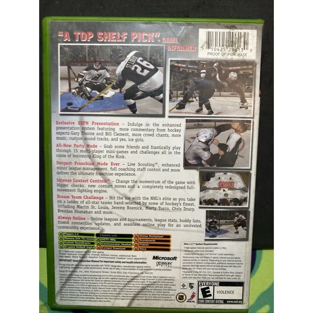 ESPN NHL 2K5 (Microsoft Xbox, 2004)